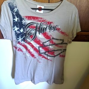 Harley Davidson American Flag T shirt